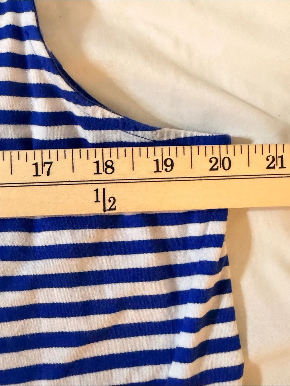 Michael Kors XL Blue White Striped Sleeveless V-Neck Zip Hem Tank Top Preppy